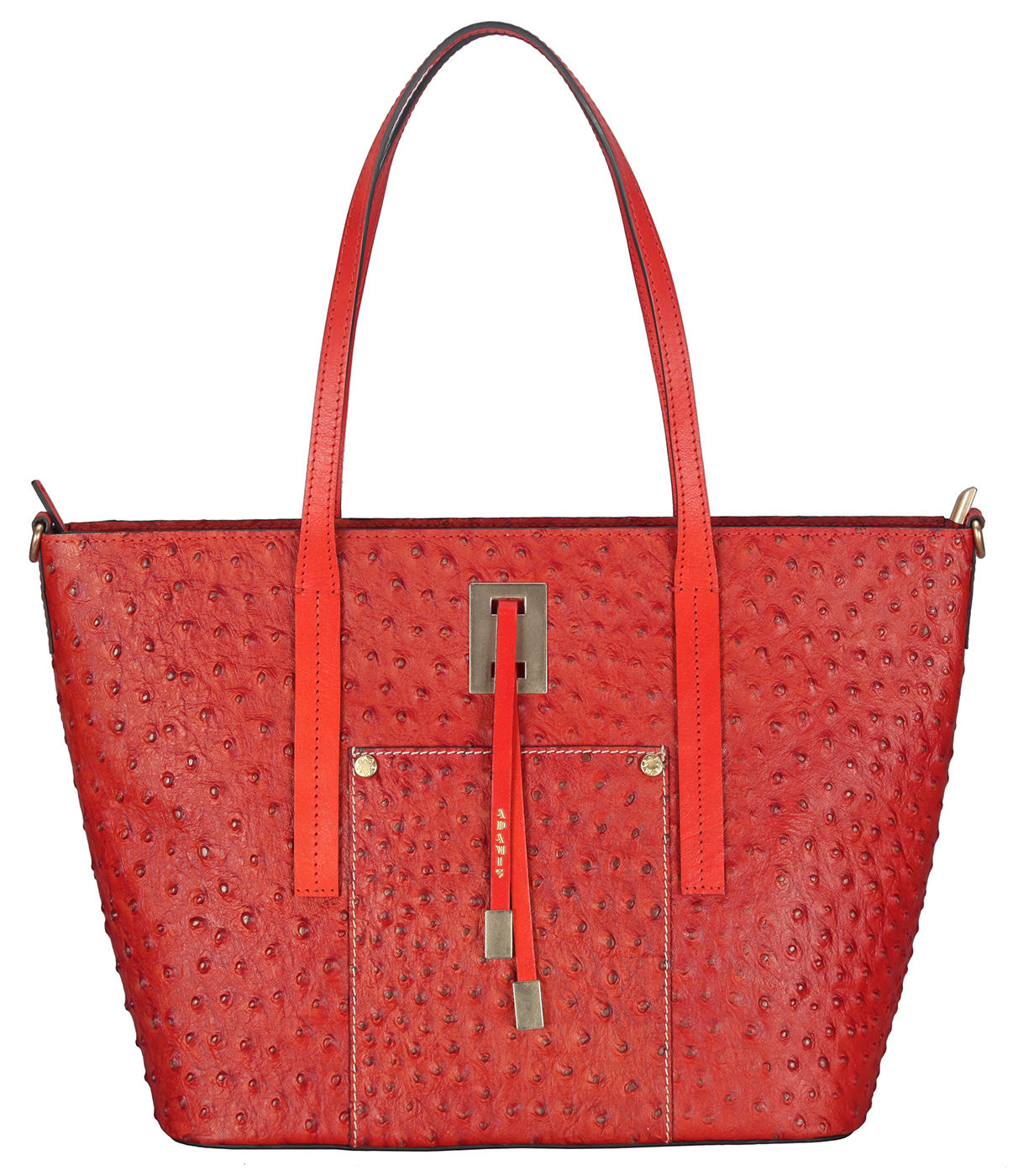 B769-Hermine-Double handle Shoulder bag in Genuine Leather - Red