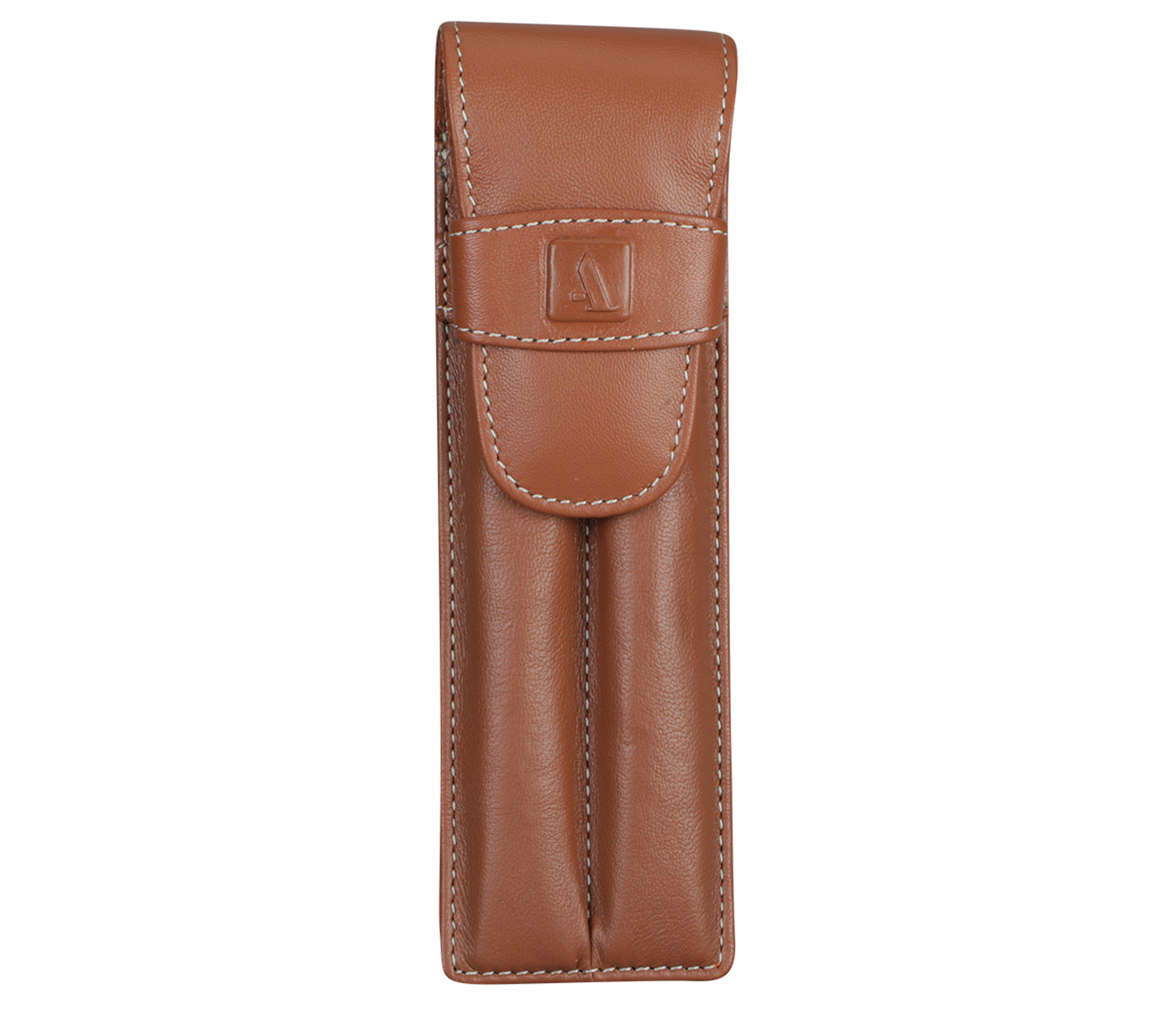 W51--Pen case to carry 2 pens in Genuine Leather - Tan