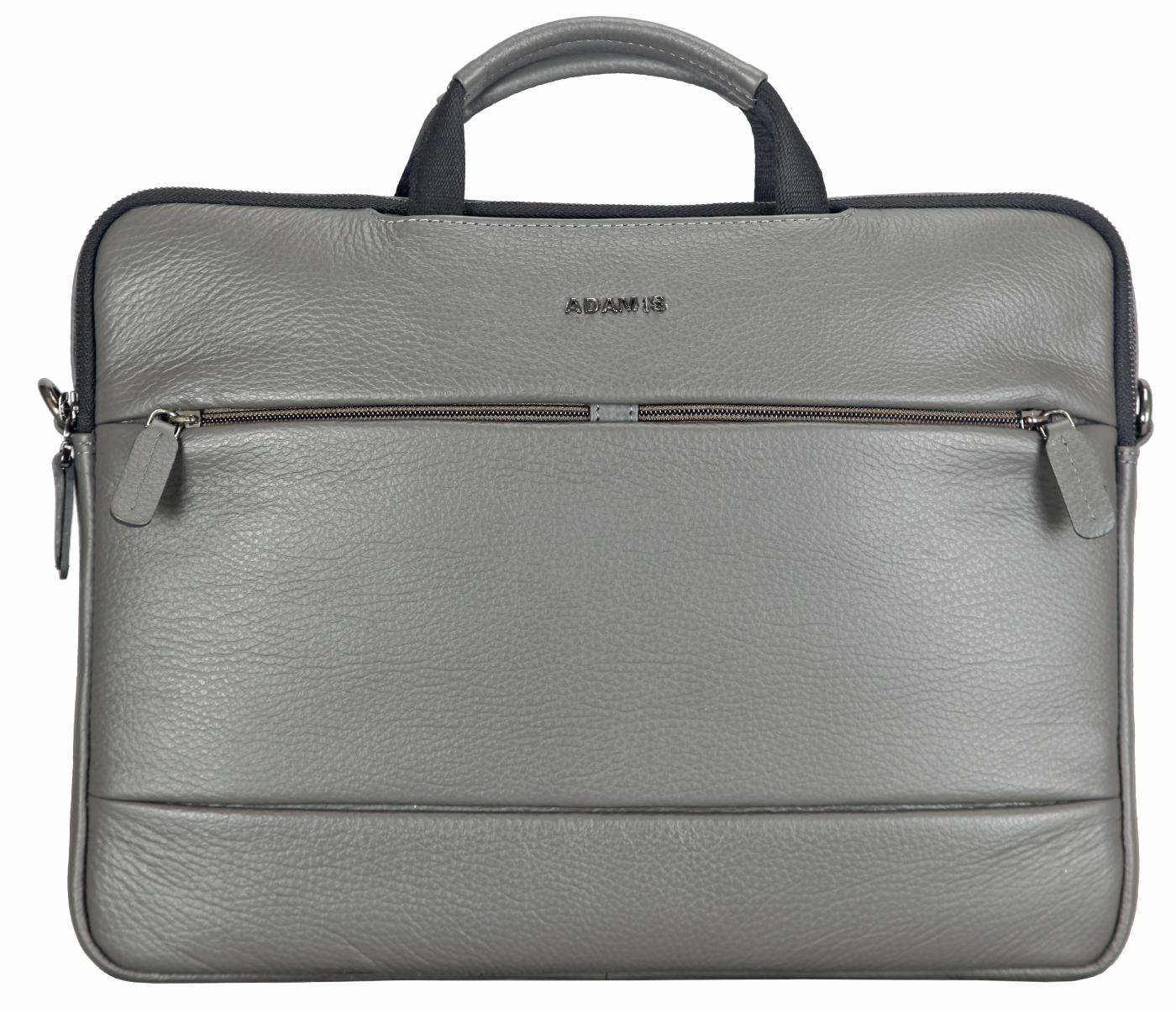 Portfolio / Laptop Bag-Javier-Laptop slim messenger bag in Genuine Leather - Grey