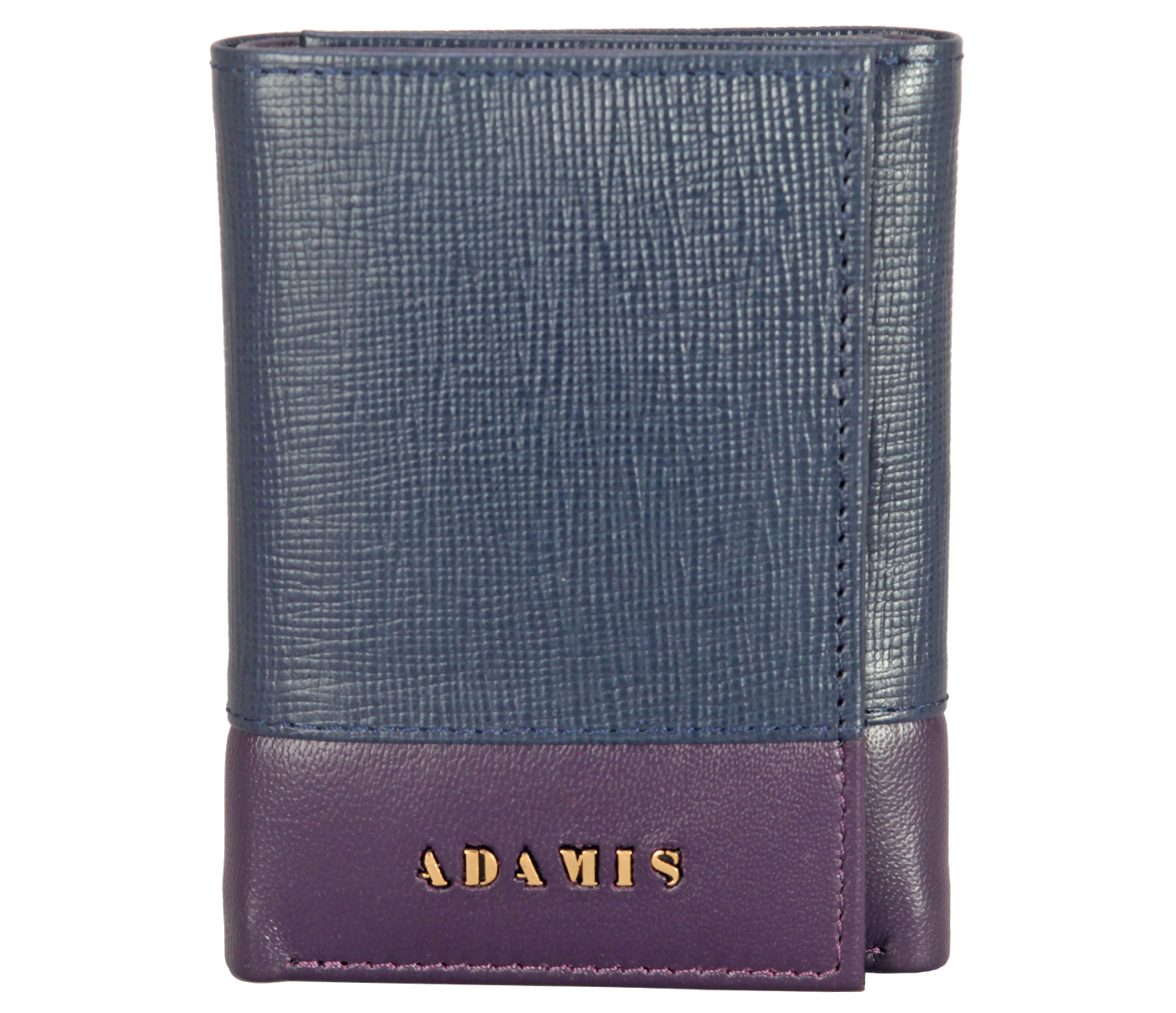 Wallet-Bradley-Men's trifold wallet with photo id in Genuine Leather - BLUE/PURPLE