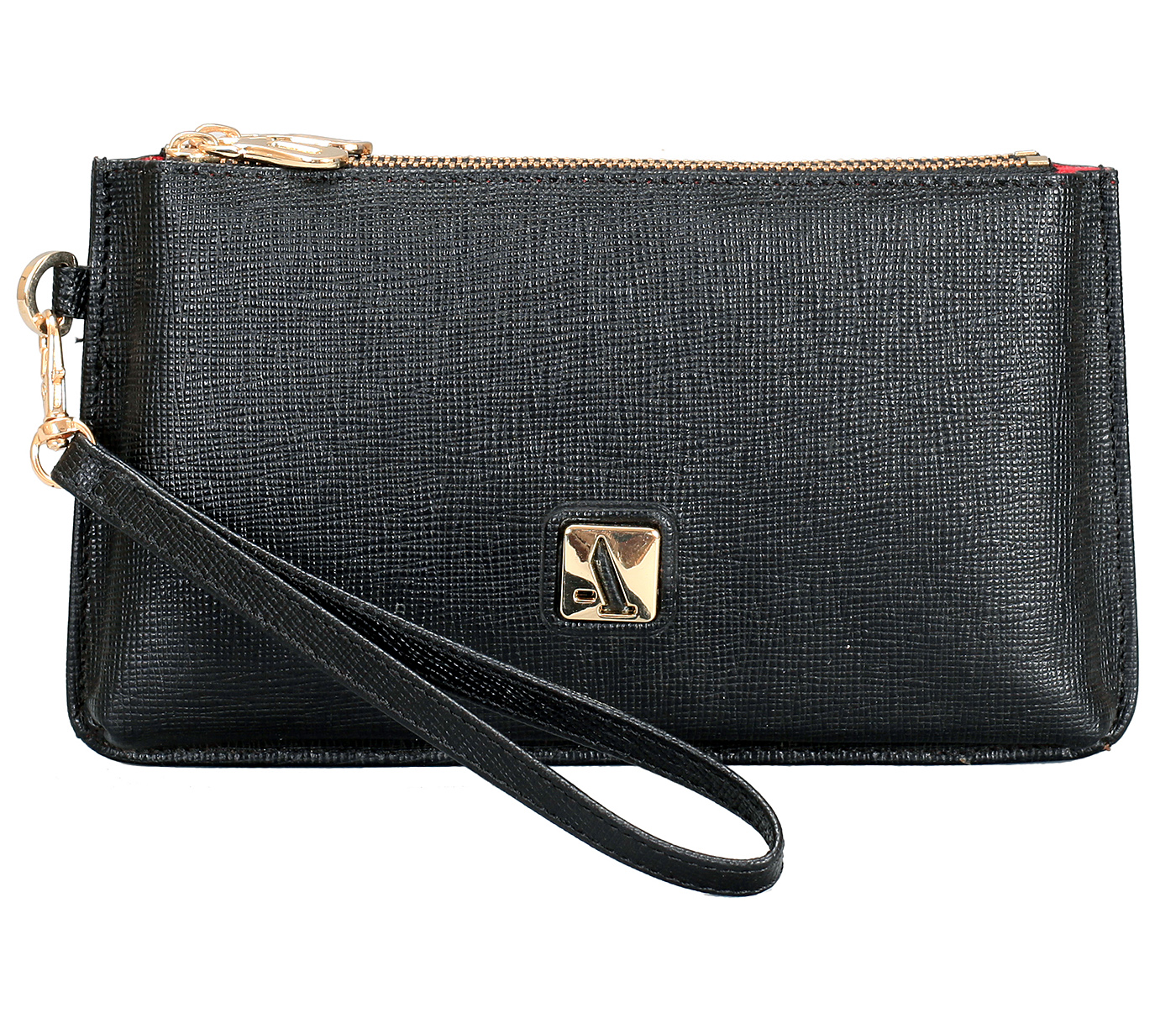 Wallet-Adriana-Women's wallet cum clutch in Genuine Leather - Black