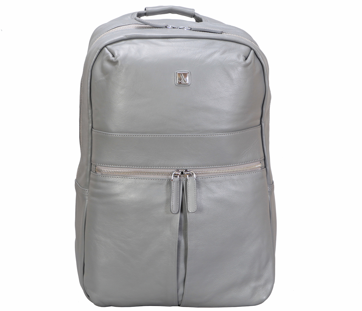 LC40-Charles-Unisex backpack for laptop bag in Genuine Leather  - Grey