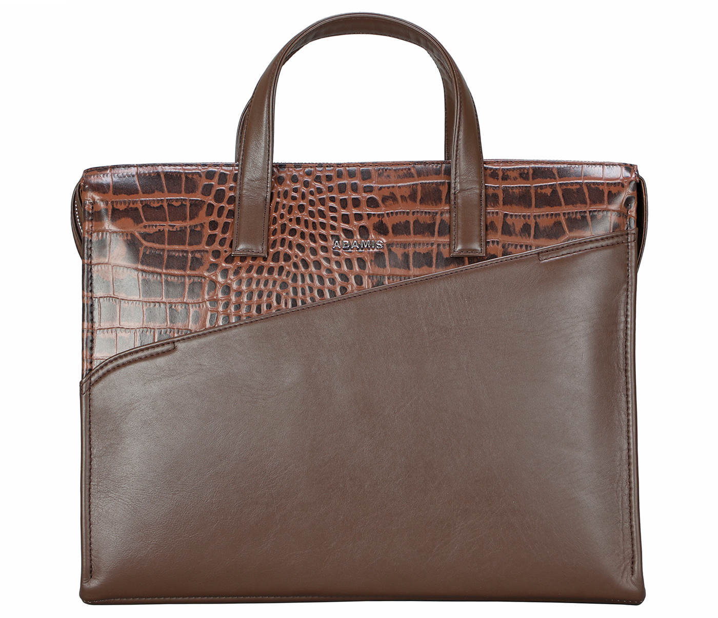 Portfolio / Laptop Bag-Sergio-Laptop cum portfolio slim bag in Genuine Leather - Brown