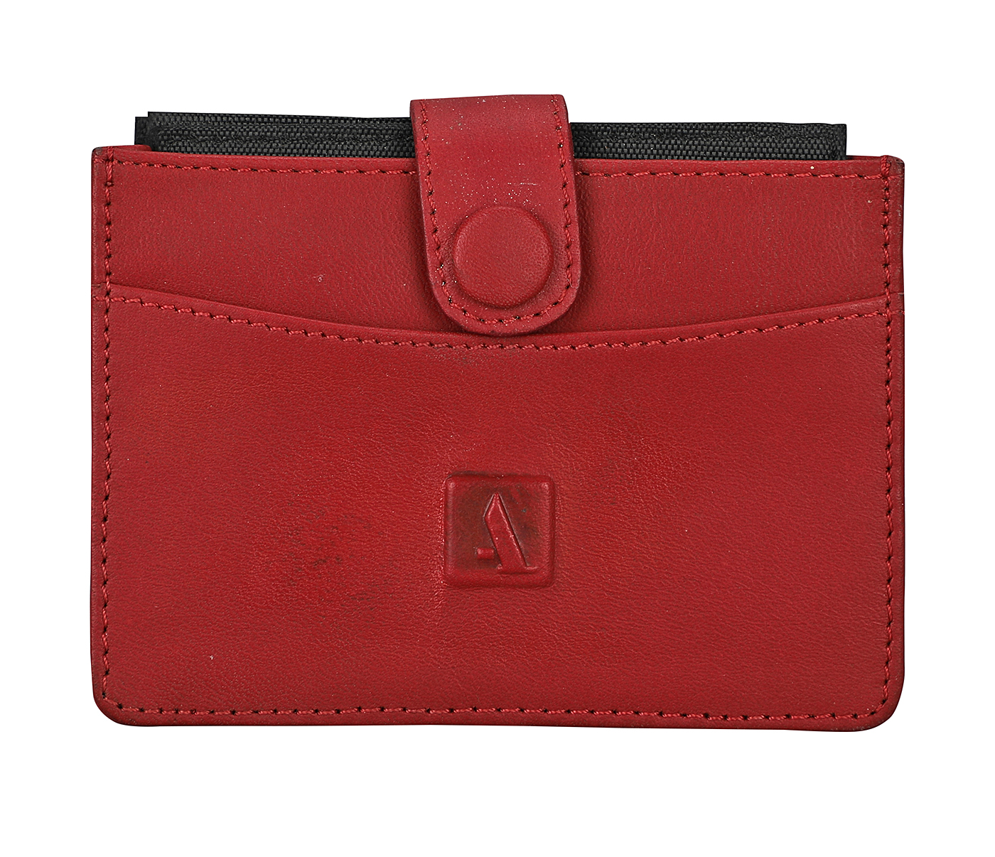 W344-Adamis-Blue Colour Pure Leather Card Case - Red