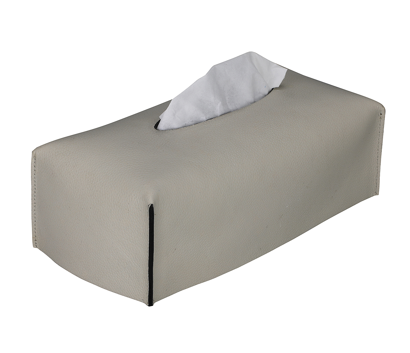 Tissue box-Adamis-Offwhite Colour Pure Leather Tissue Box - Offwhite
