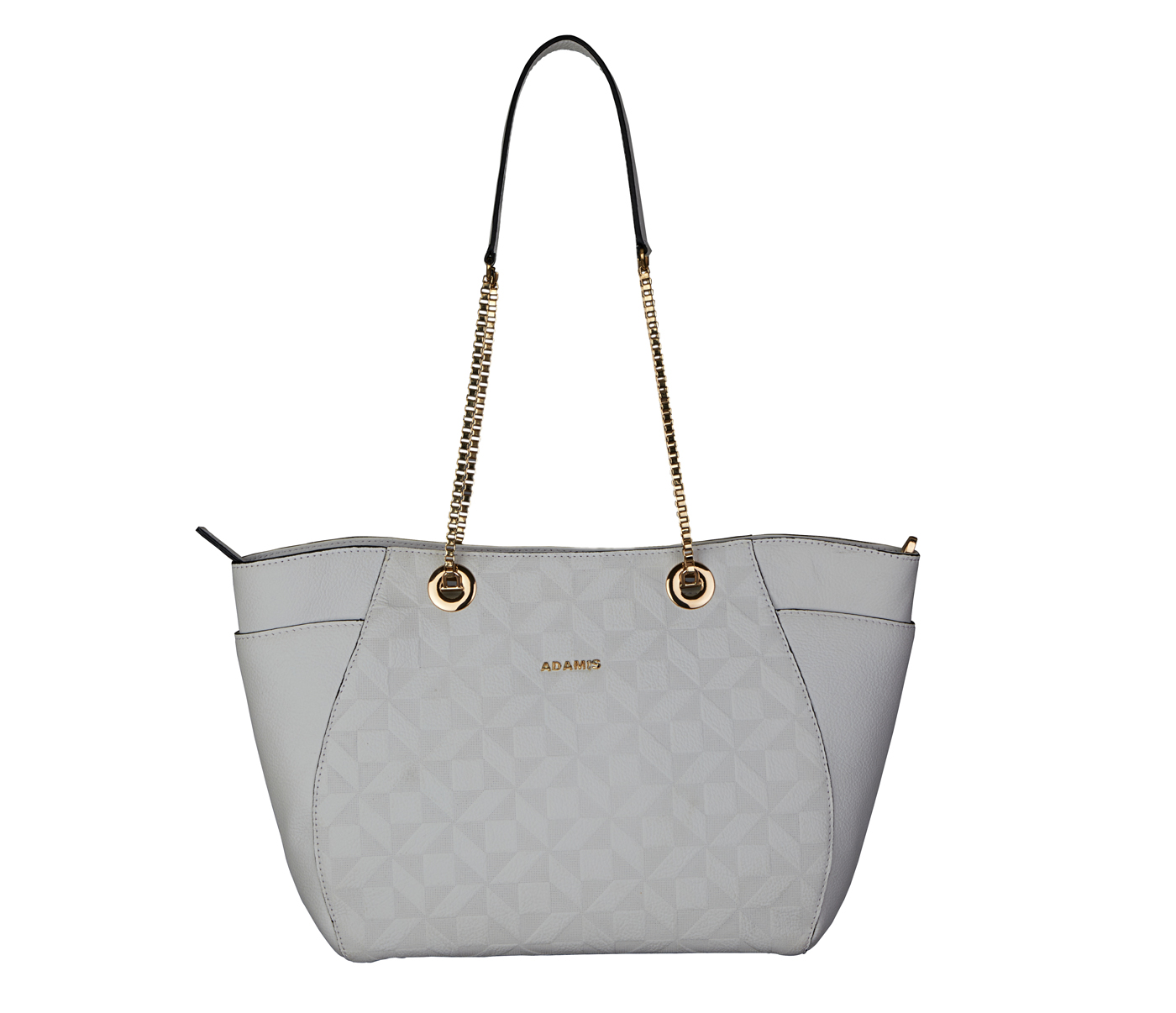 B900-Luisa-Shoulder work bag in Genuine Leather - White