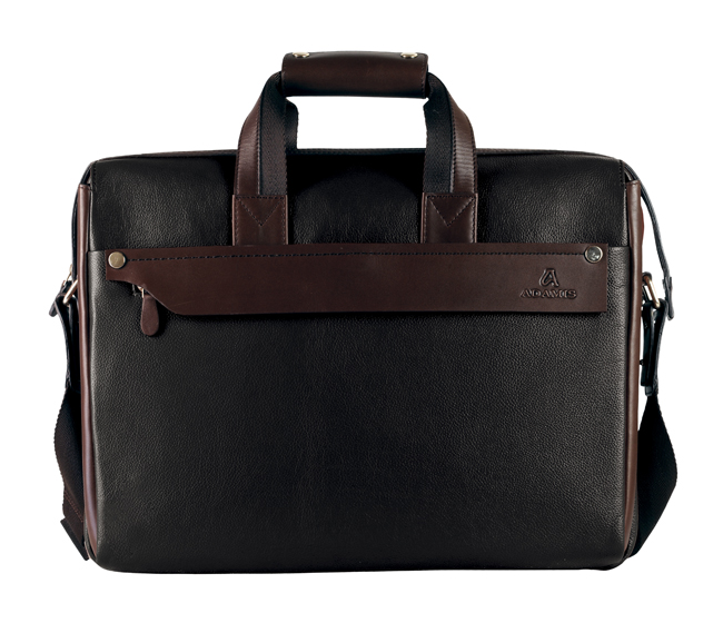 Henry Leather Portfolio / Laptop Bag(Black/Brown)LC27