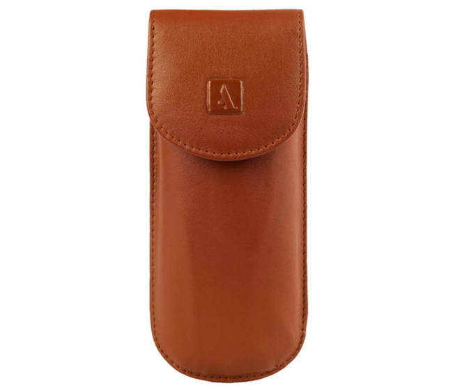W74--Reading spectacle semi hard case in Genuine Leather - Tan