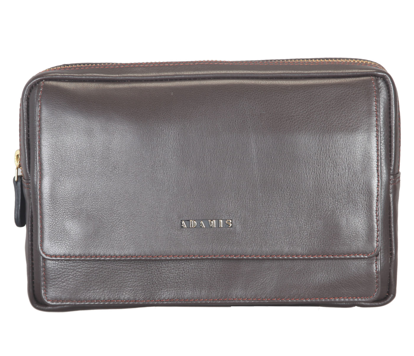 P32-Jesse-Men's bag cum travel pouch in Genuine Leather - Brown.