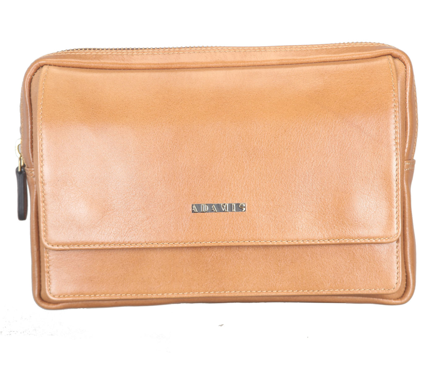 P32-Jesse-Men's bag cum travel pouch in Genuine Leather - Tan