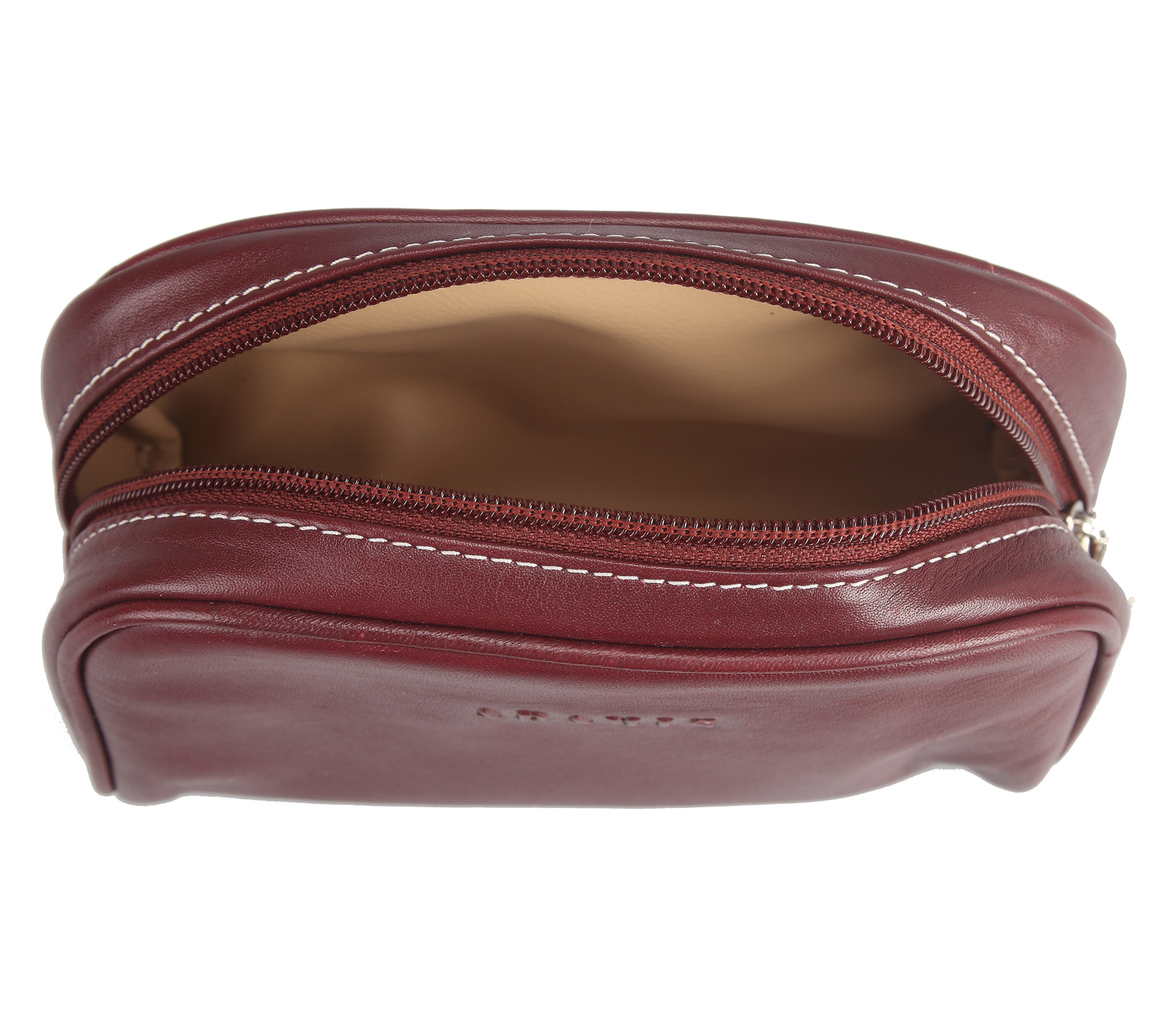 Travel Essential--Unisex Wash & Toiletry travel Bag in Genuine Leather - Wine