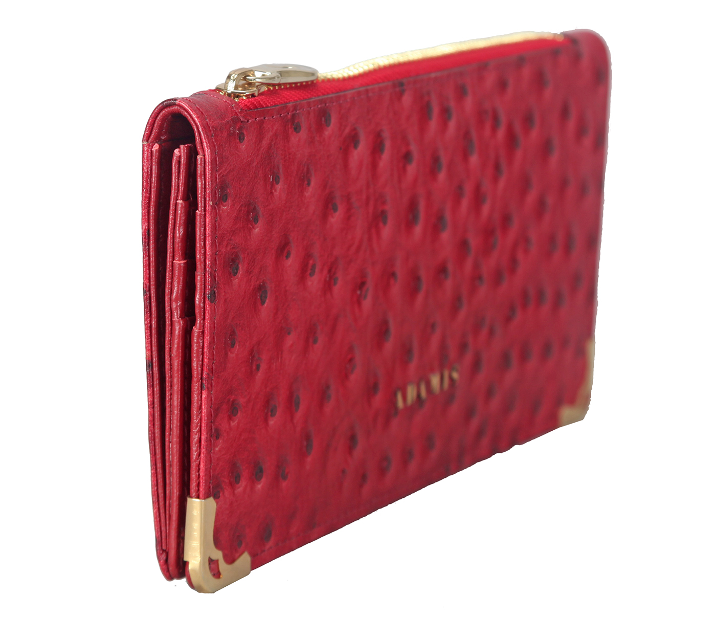 W314-Montana-Women's bifold button closing wallet in Genuine Leather - Red