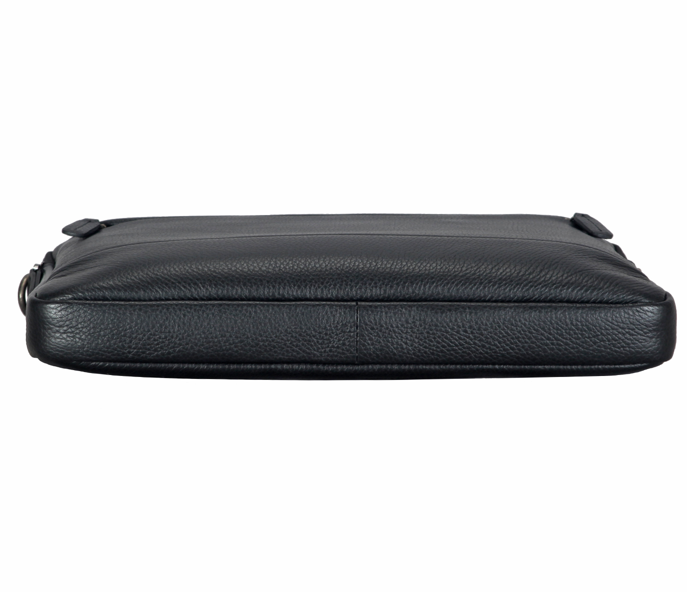 F61-Javier-Laptop slim messenger bag in Genuine Leather - Black