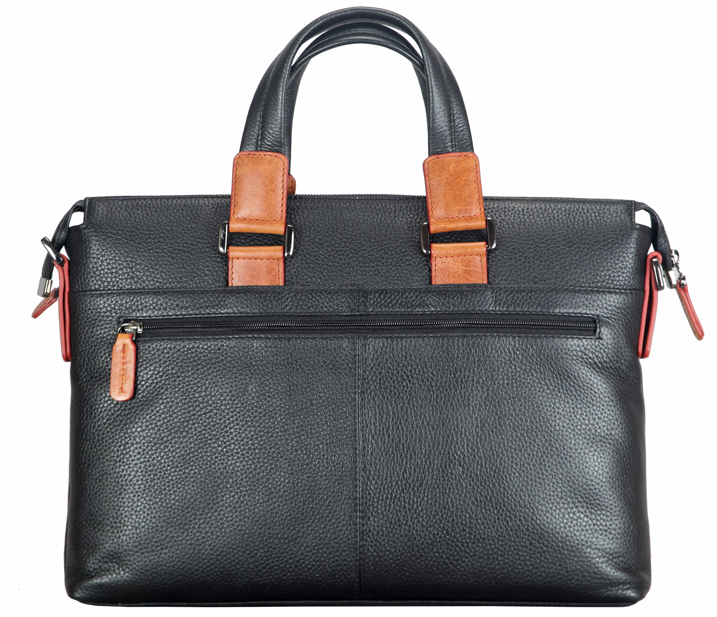 F65-Alex-Laptop cum portfolio messenger bag in Genuine Leather - Black/Tan
