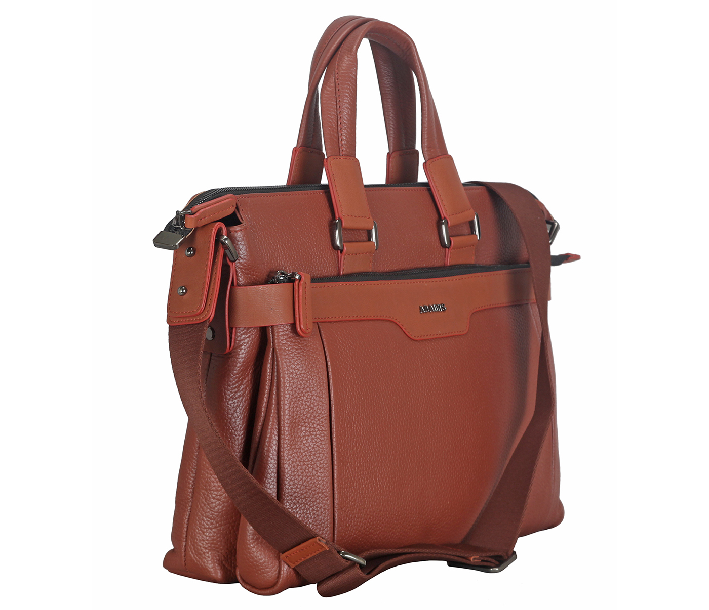 F65-Alex-Laptop cum portfolio messenger bag in Genuine Leather - Tan