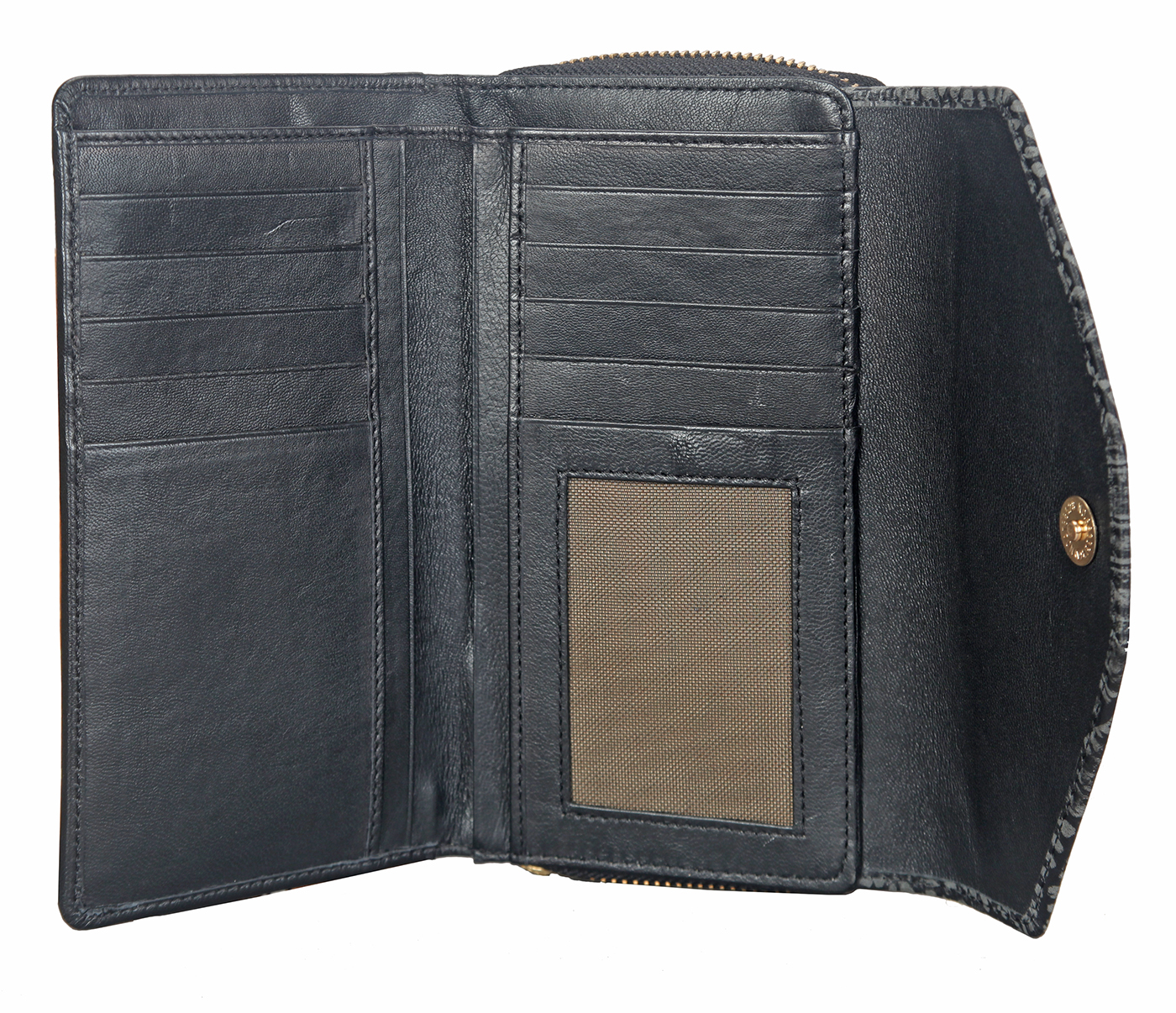 Wallet-Carolina-Women's bifold wallet in Genuine Leather - Black