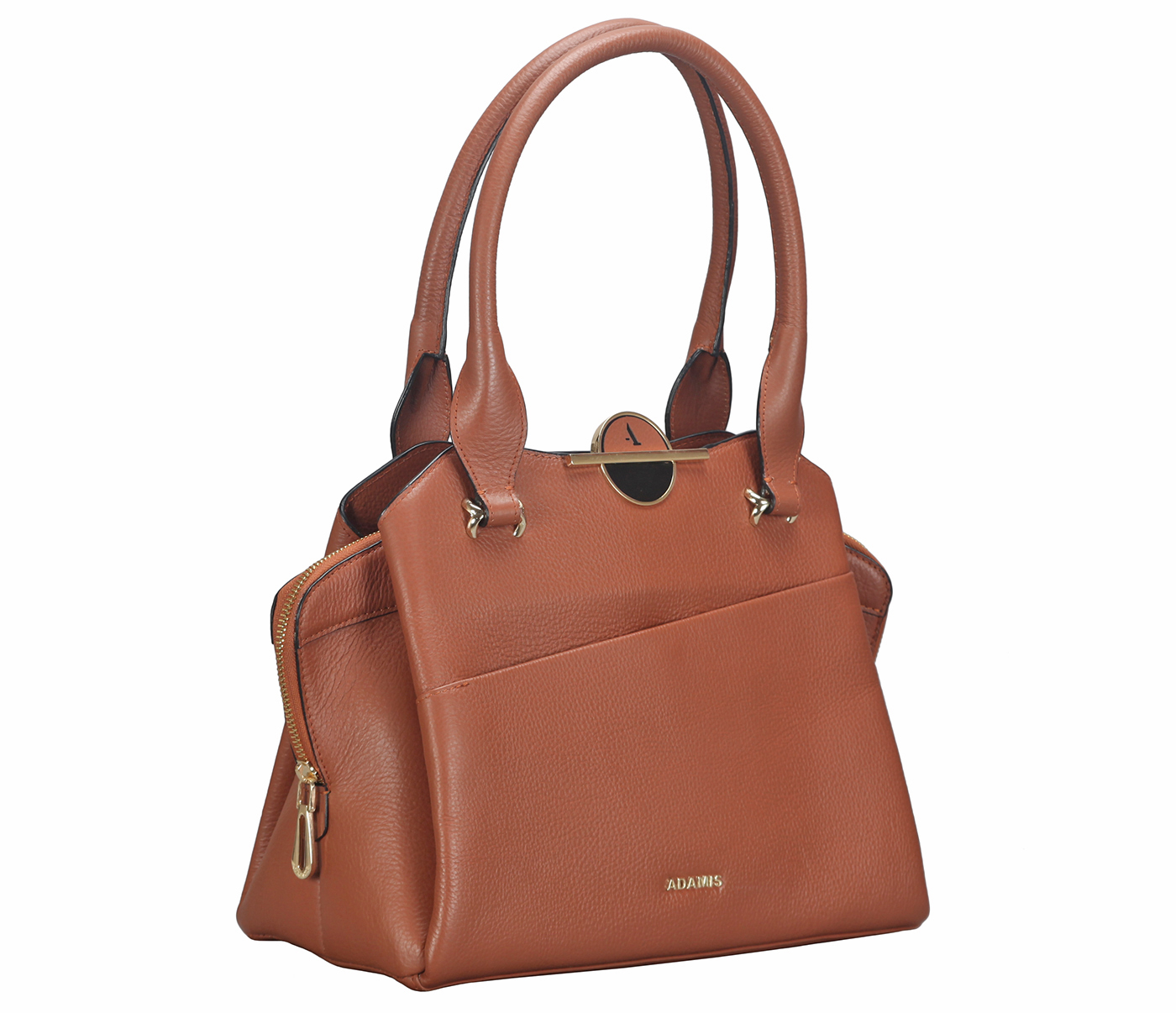 B813-Barbara-Shoulder work bag in Genuine Leather - Tan