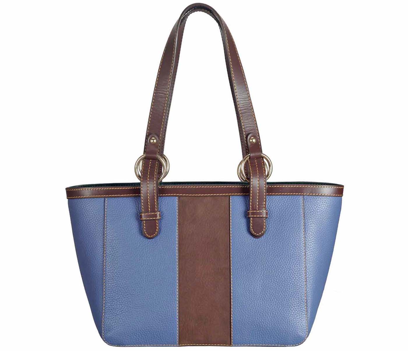 Handbag-Christa-Shoulder work bag in Genuine Leather - BLU/BRN