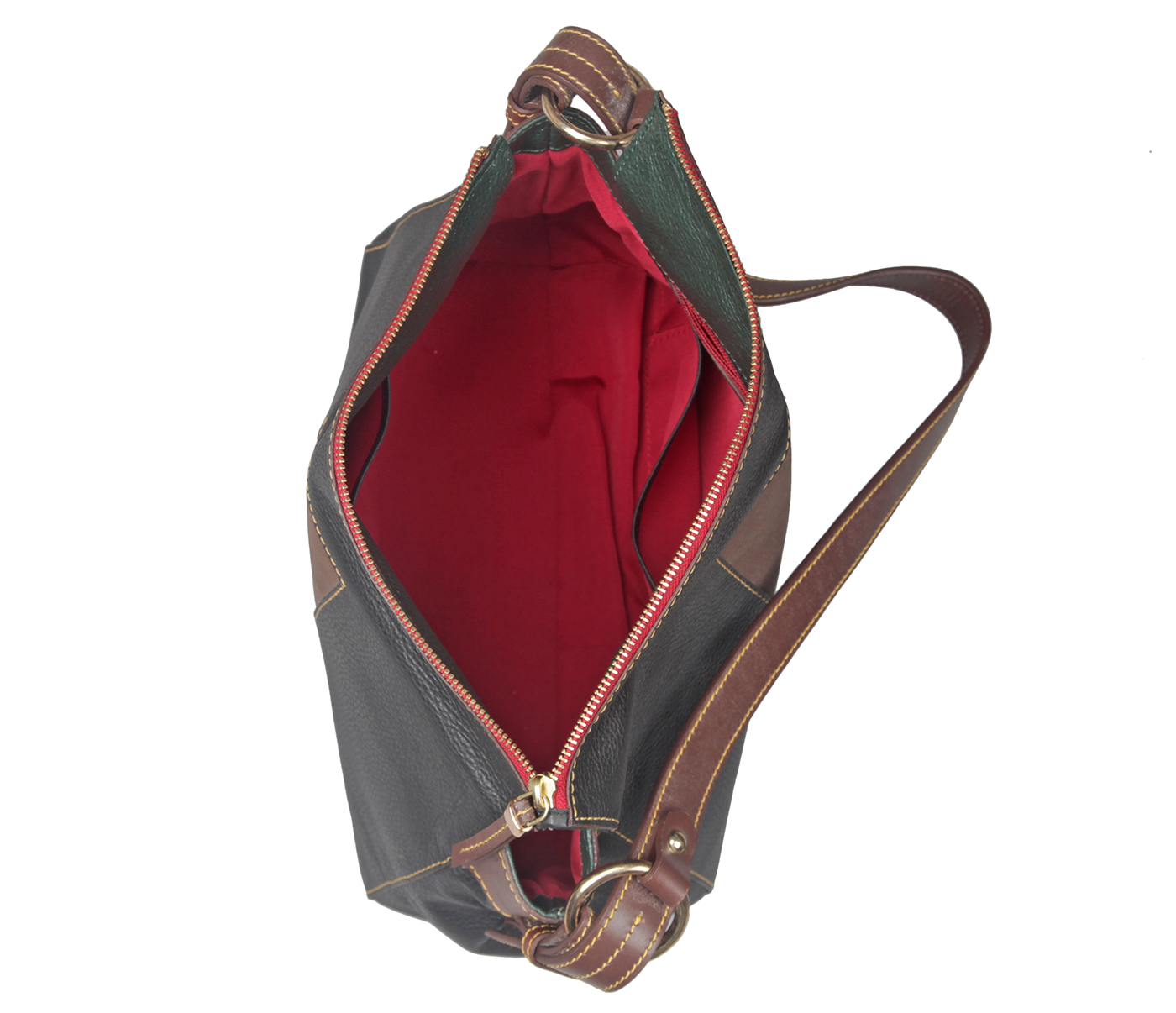 Handbag-Gretta-Short handle cum Sling bag in Genuine Leather - Black