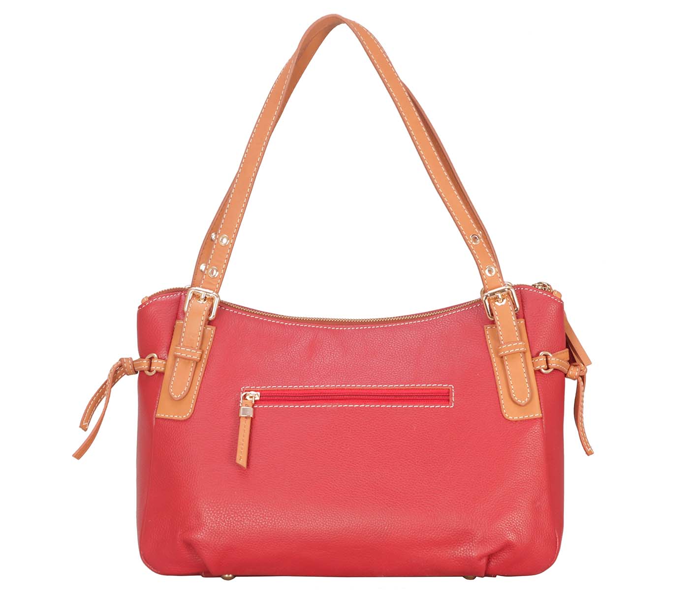 B844-Andrea-Shoulder work bag in Genuine Leather - Red