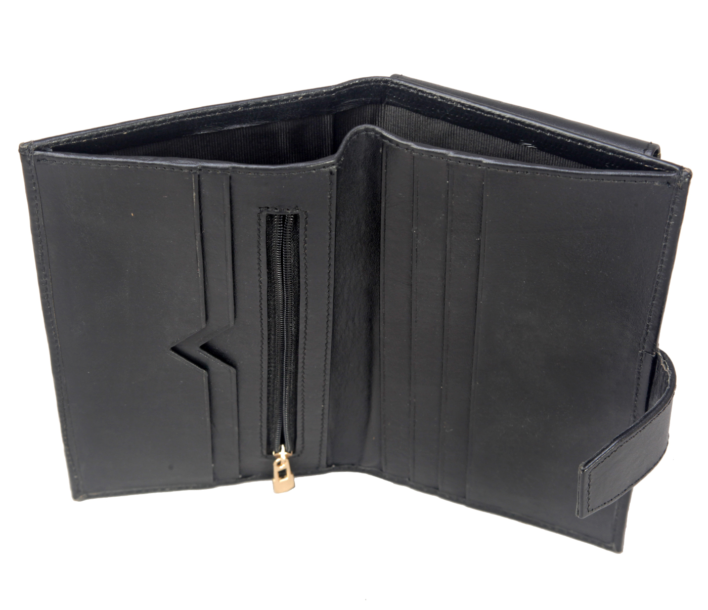 Wallet-Cameron-Women's wallet with mobile holder in Genuine Leather - Black