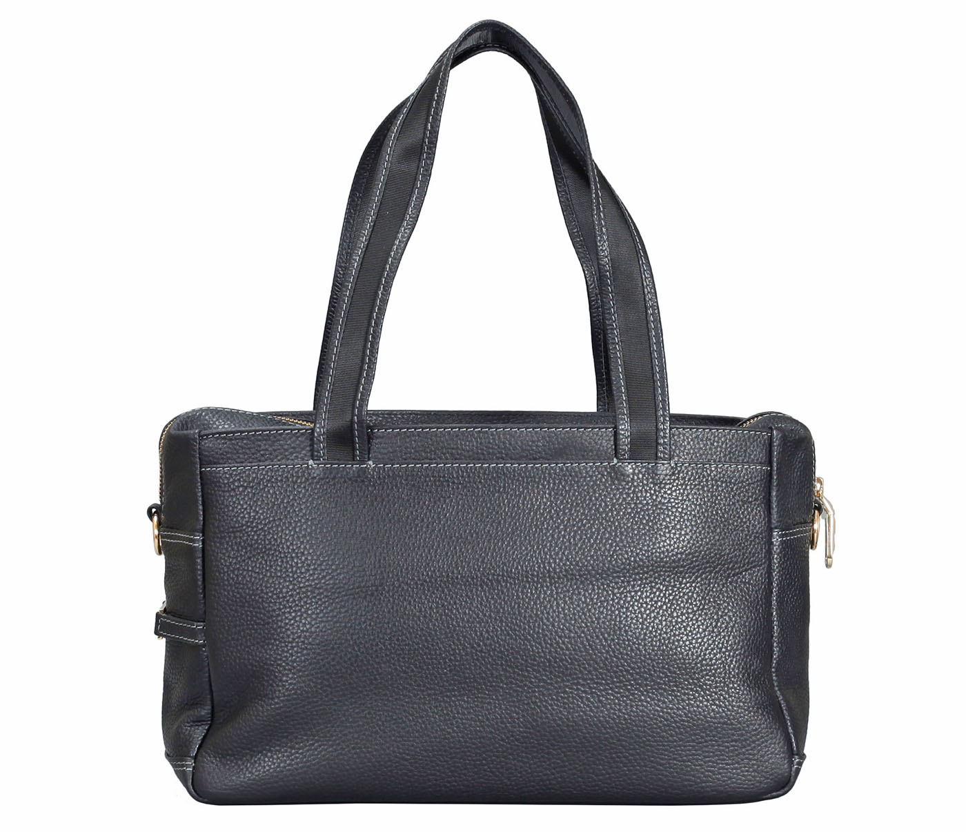 B853-Paulina-Shoulder work bag in Genuine Leather - Black
