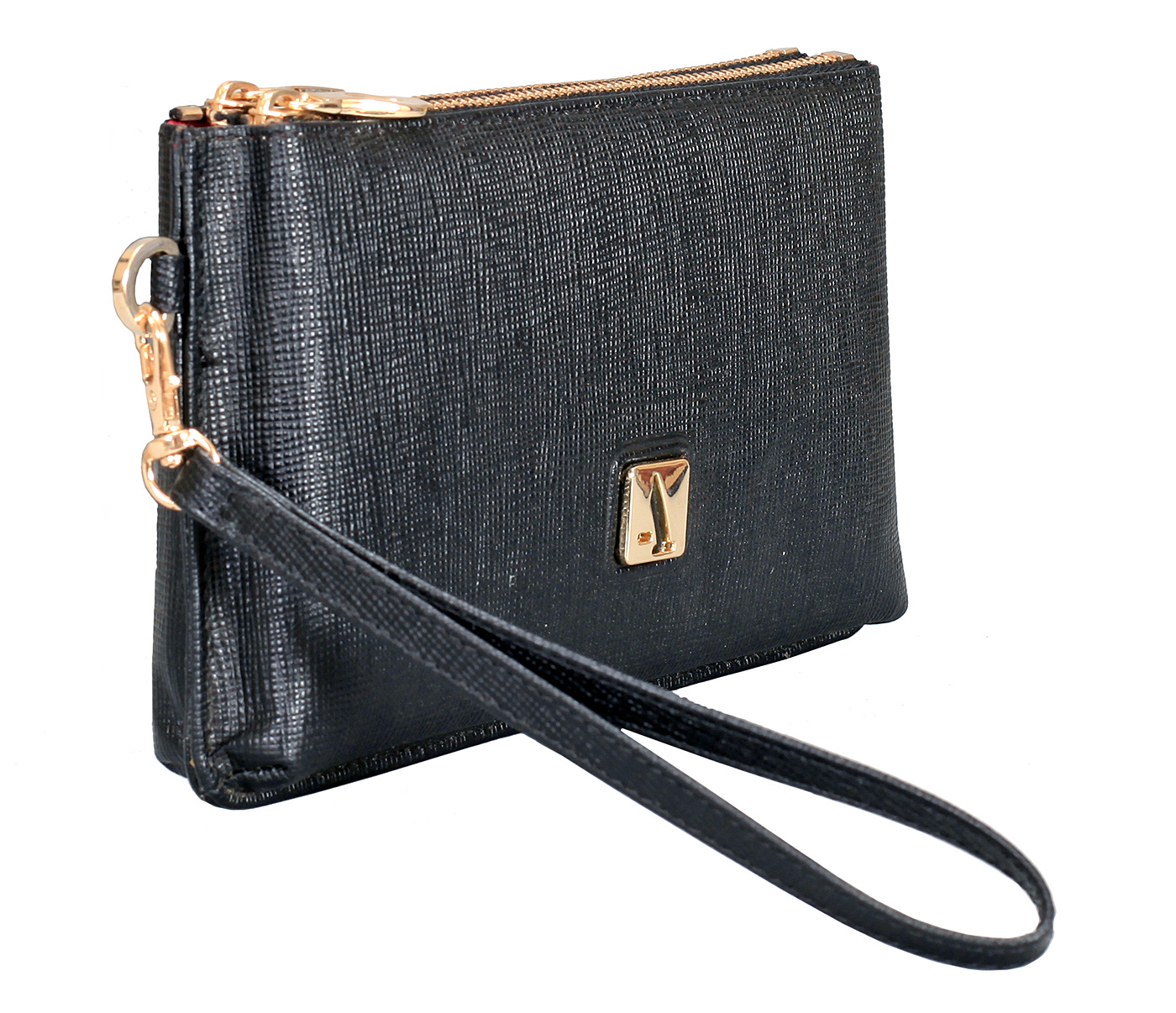 Wallet-Adriana-Women's wallet cum clutch in Genuine Leather - Black