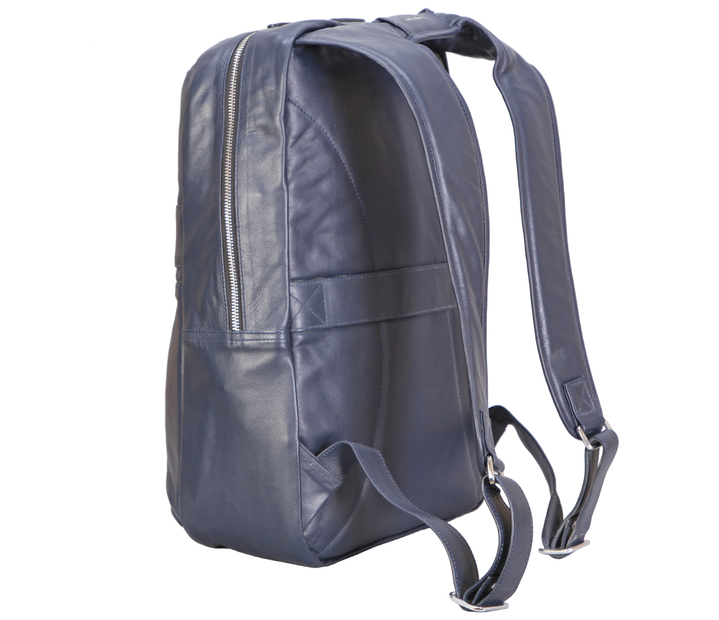 LC40-Charles-Unisex backpack for laptop bag in Genuine Leather  - Blue