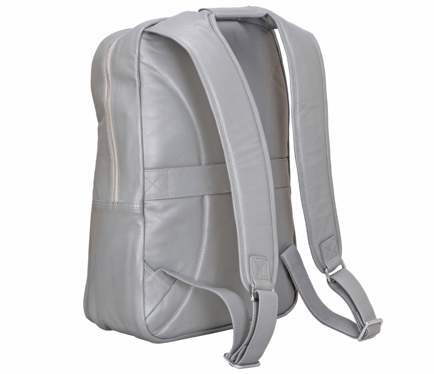 LC40-Charles-Unisex backpack for laptop bag in Genuine Leather  - Grey