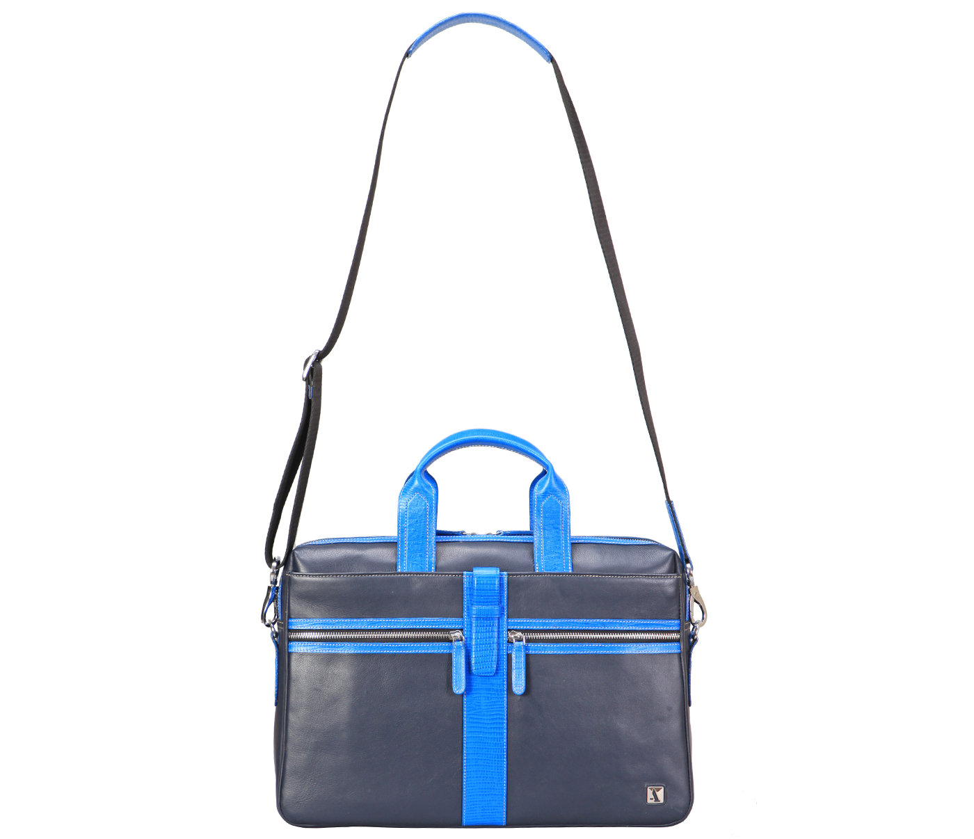 F72-Liam-Laptop, portfolio office executive bag in Genuine Leather - Blue