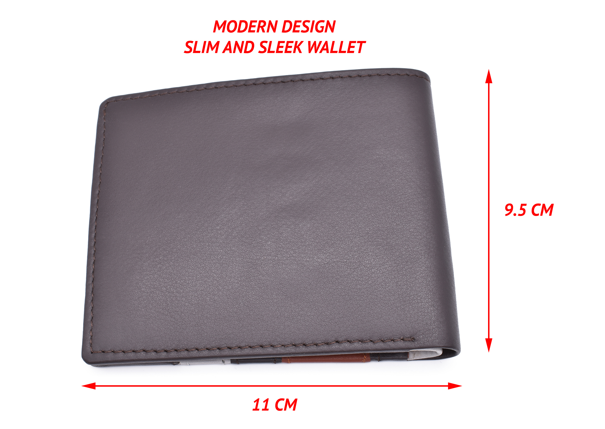 W334-Alvaro-Men's bifold wallet in genuine leather - Brown / Tan