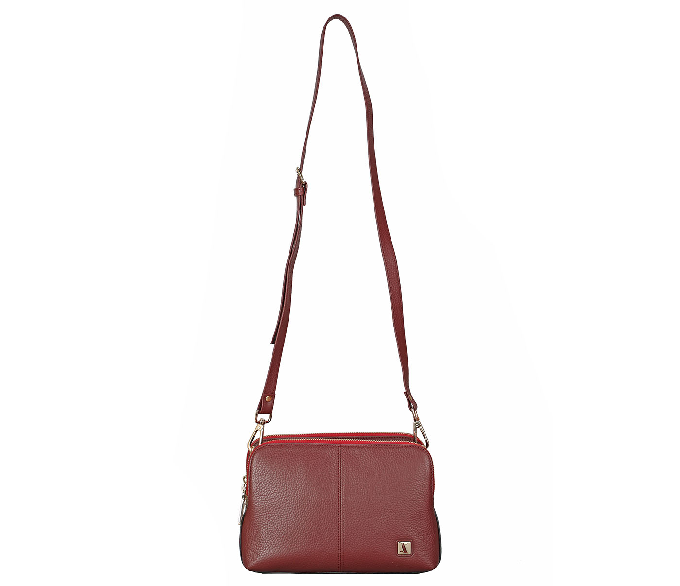 Handbag-Julieta-Sling cross body bag in Genuine Leather - Wine