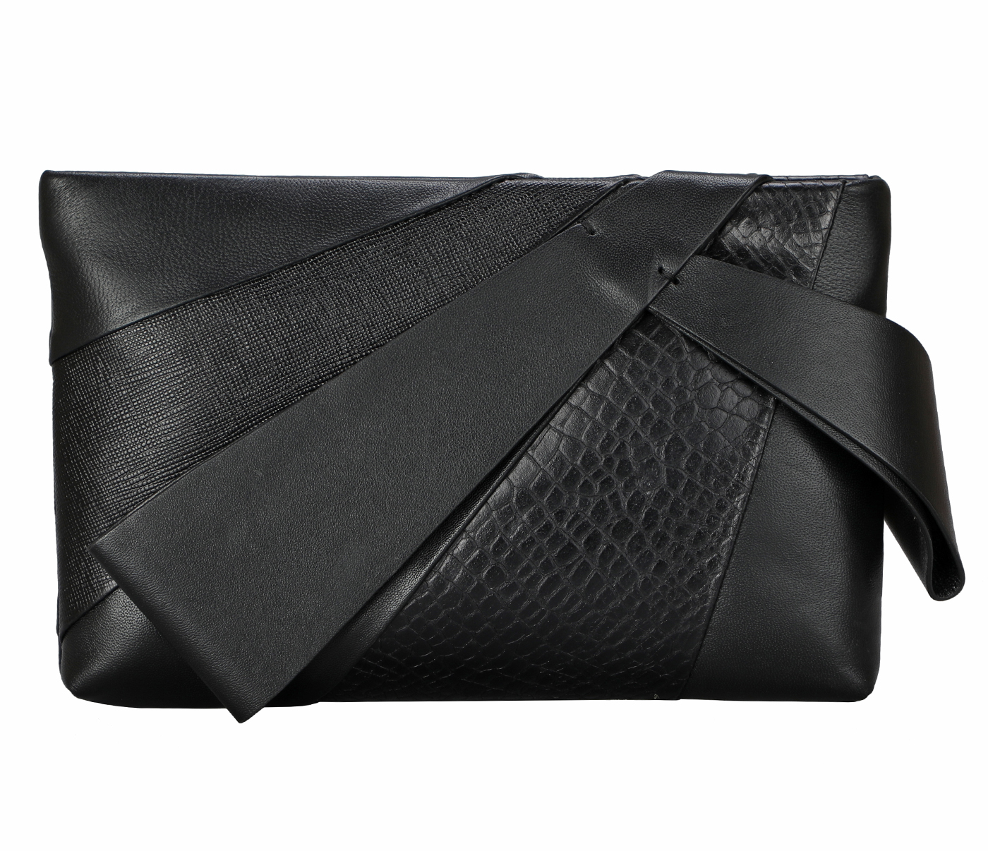B872-Raquel-Evening Bag in Genuine Leather - Black
