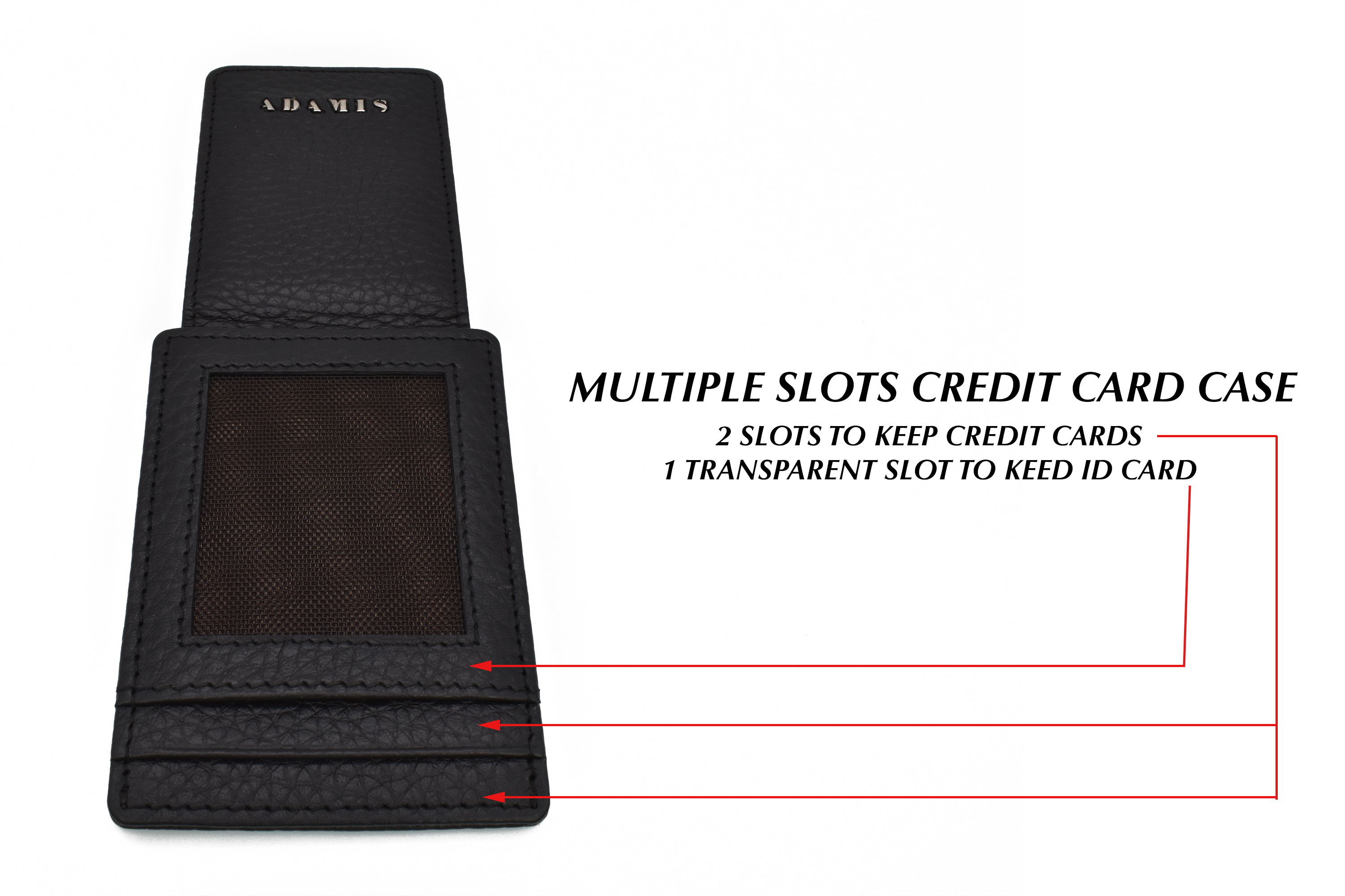 W340-Credit card-case in genuine leather - Black