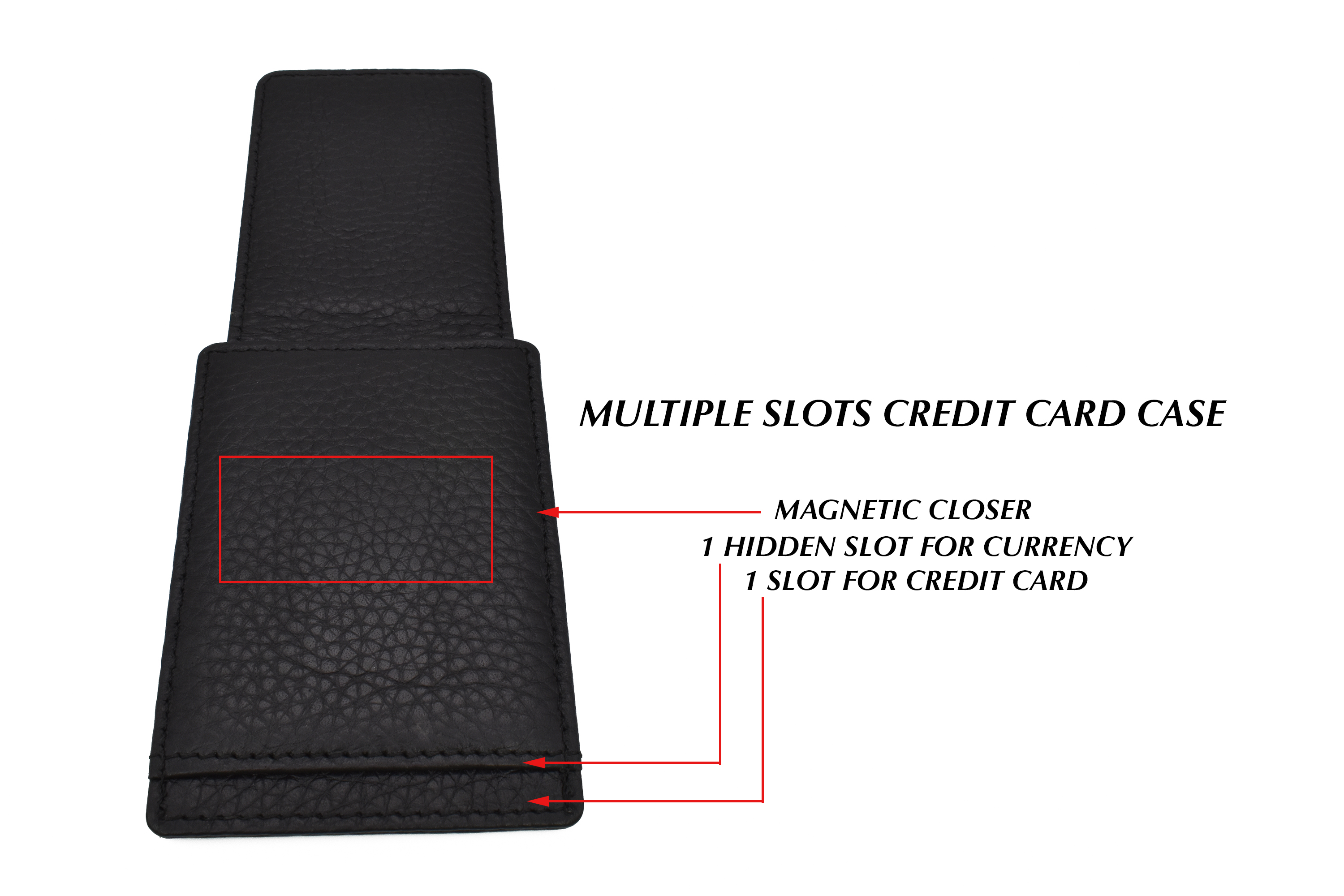 W340-Credit card-case in genuine leather - Black