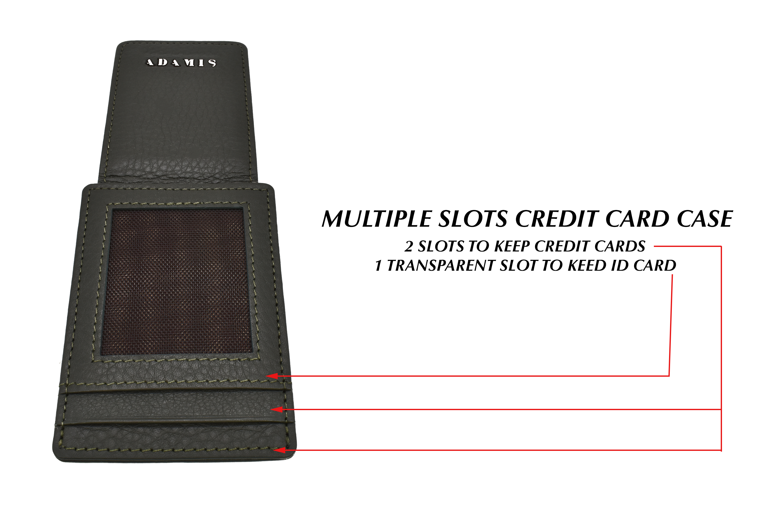W340-Credit card-case in genuine leather - Green