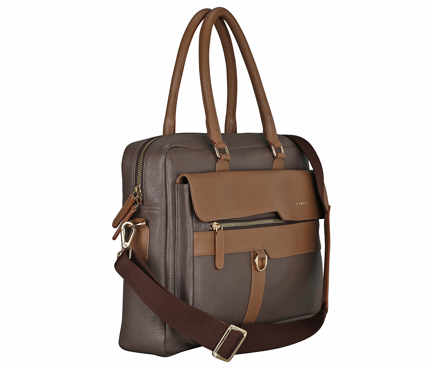 F78-Rodrigo-Laptop cum portfolio bag in Genuine Leather - Brown