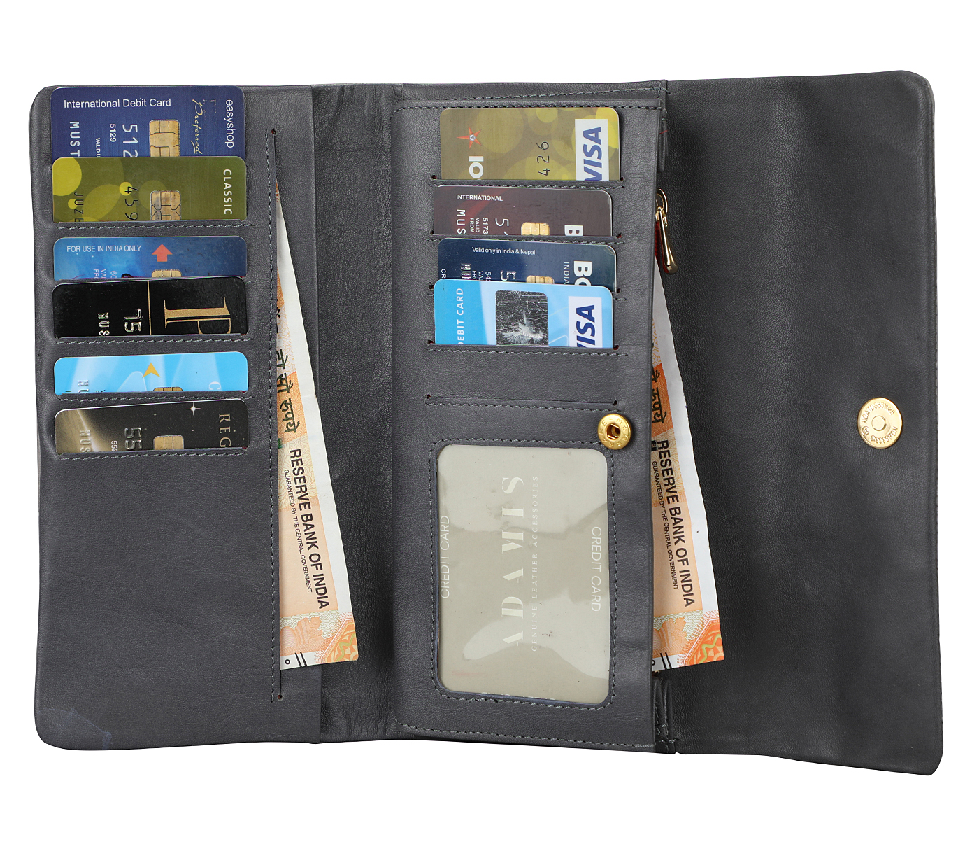 W342-Marcia-Women's wallet in Genuine Leather - Grey