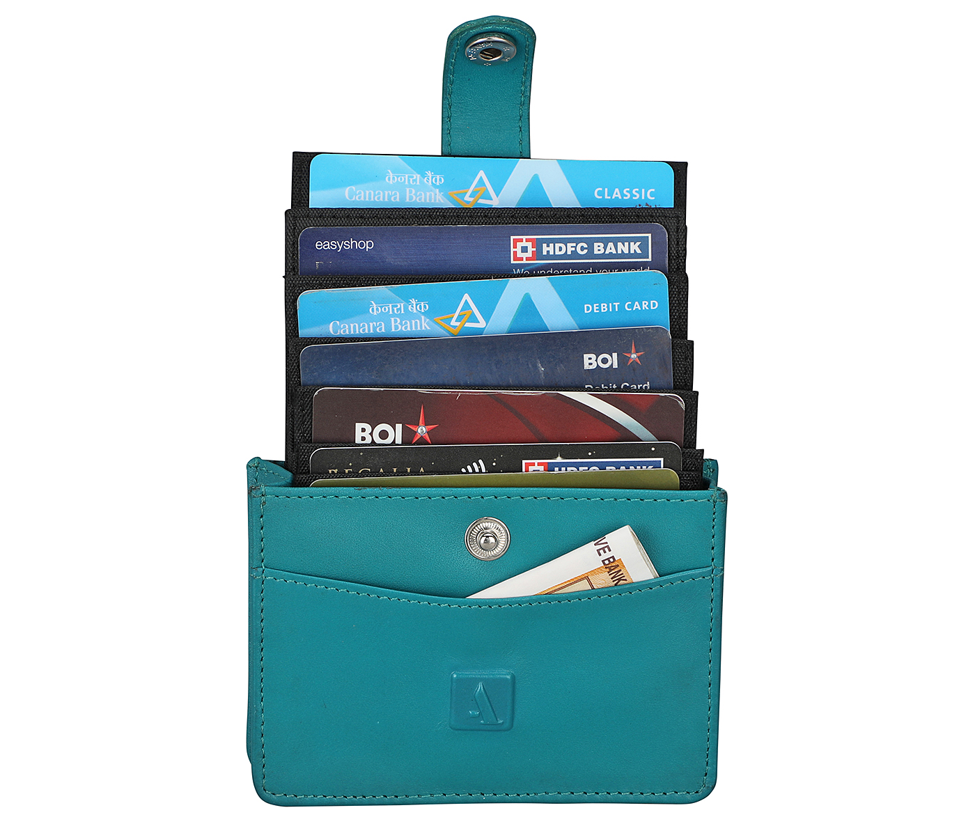 W344-Adamis-Blue Colour Pure Leather Card Case - Green