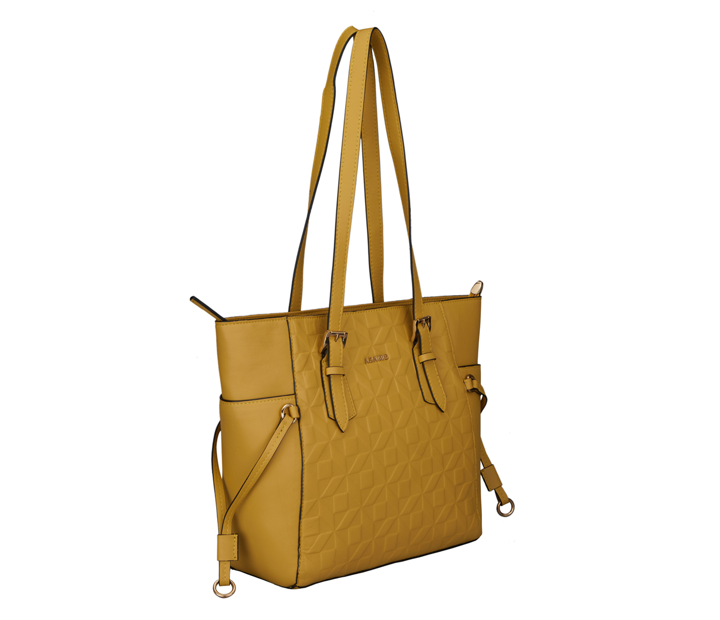 B899-Abril-Shoulder work bag in Genuine Leather - Yellow