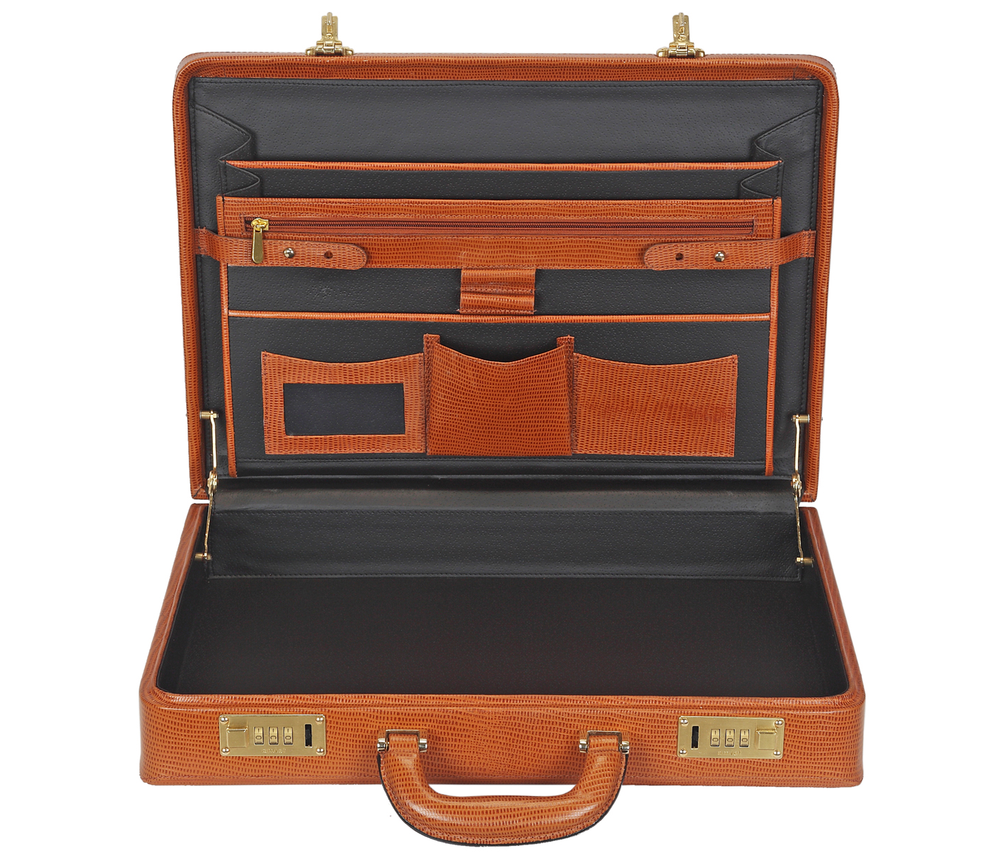 Briefcase / Attache's--Briefcase hard top in Genuine Leather - Tan