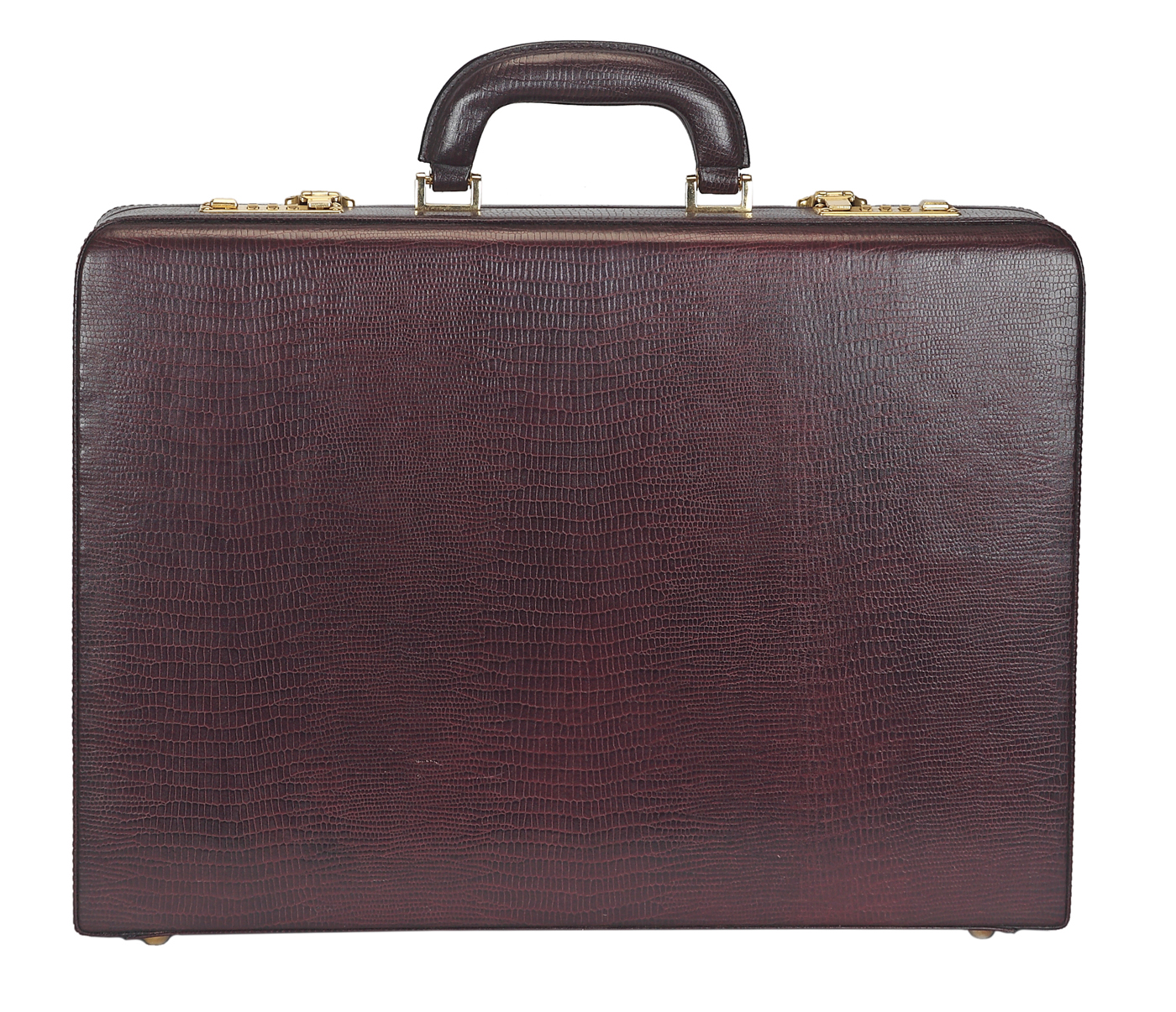 BC13--Briefcase hard top in Genuine Leather - Wine