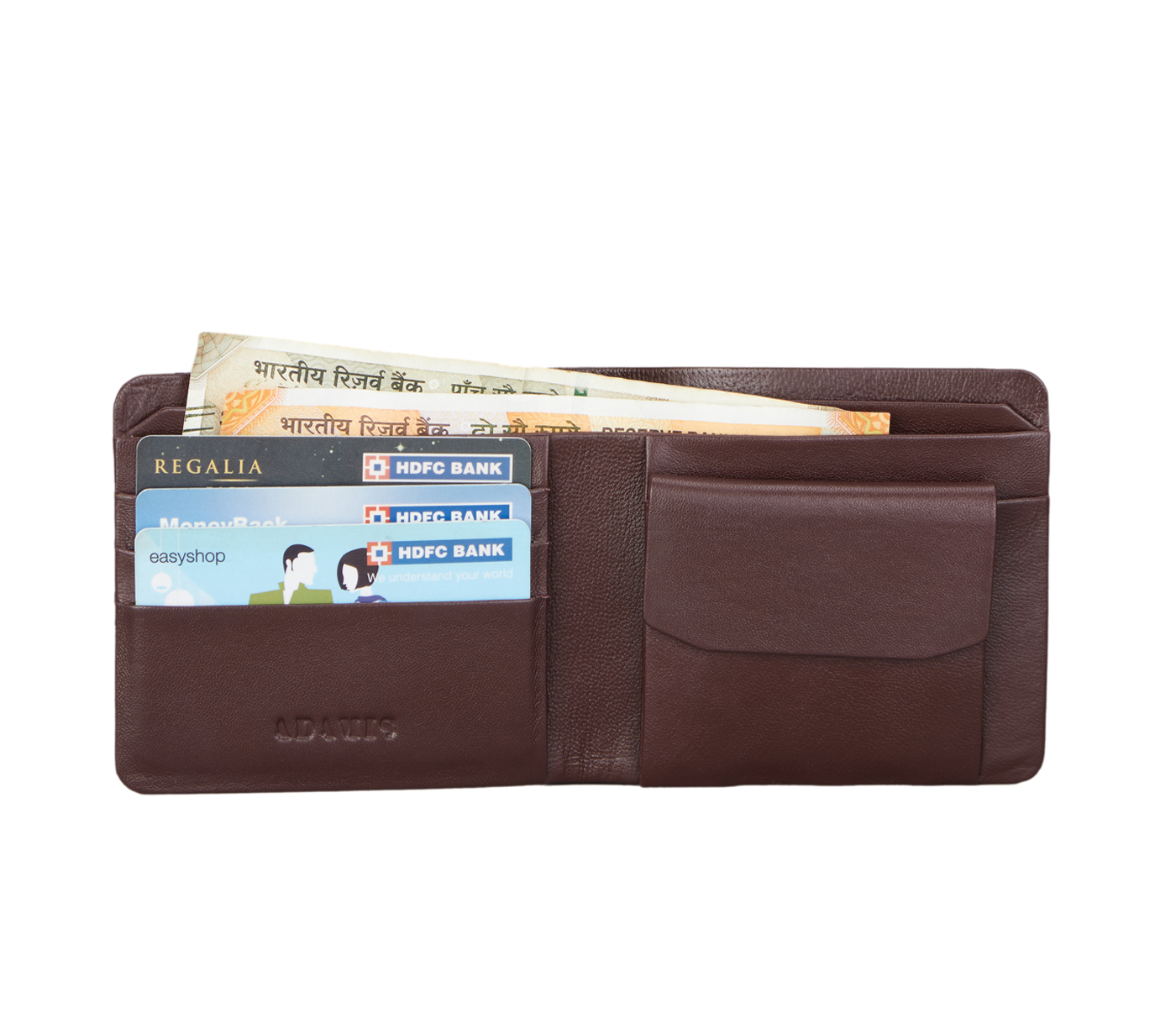 VW1-Ashton-Men's bifold wallet with coin pocket in Genuine Leather - Wine