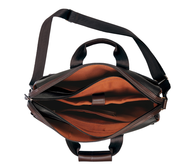 Portfolio / Laptop Bag-Henry-Laptop office executive bag in Genuine Leather - Black/Brown