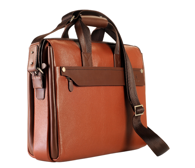 LC27-Henry-Laptop office executive bag in Genuine Leather - Tan/Brown