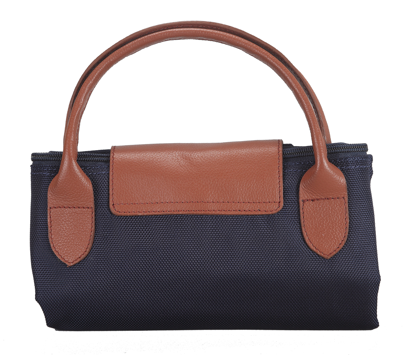Tote-Valentine-Folding Tote in Tetron Material with Genuine Leather trimmings - Blue