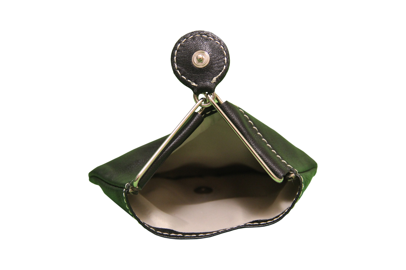 Coin Purse--Triangular shape mini coin purse in Genuine Leather - Black