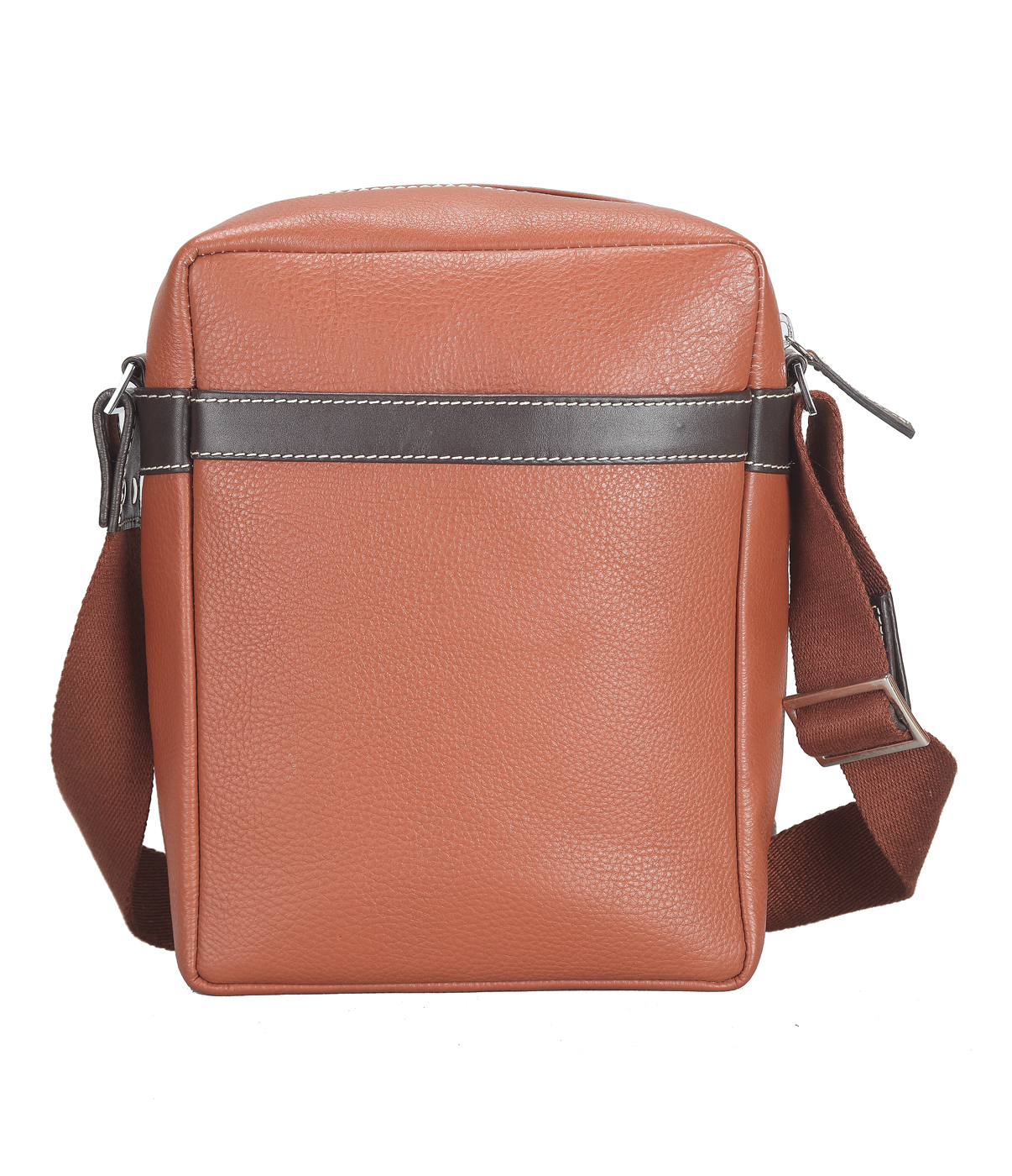 P28-Andrew-Messenger Sling cross body bag in Genuine Leather - Tan