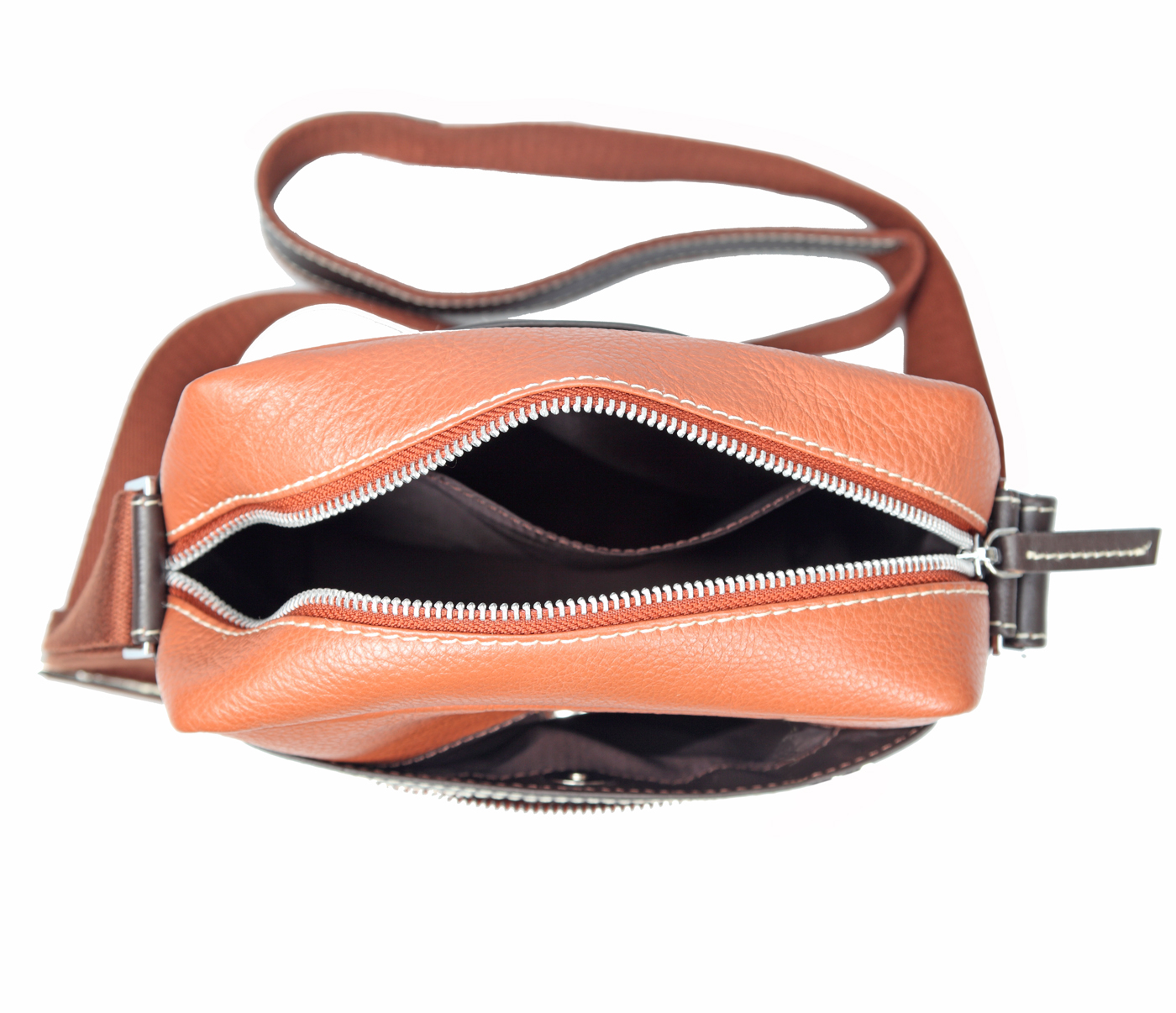 Bag-Andrew-Messenger Sling cross body bag in Genuine Leather - Tan