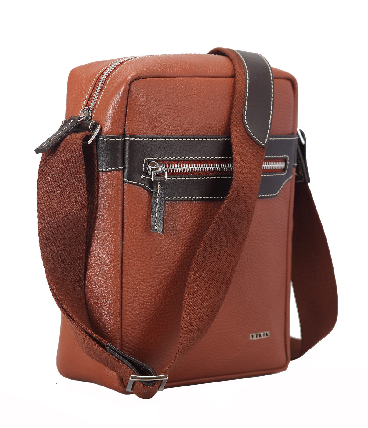 P28-Andrew-Messenger Sling cross body bag in Genuine Leather - Tan